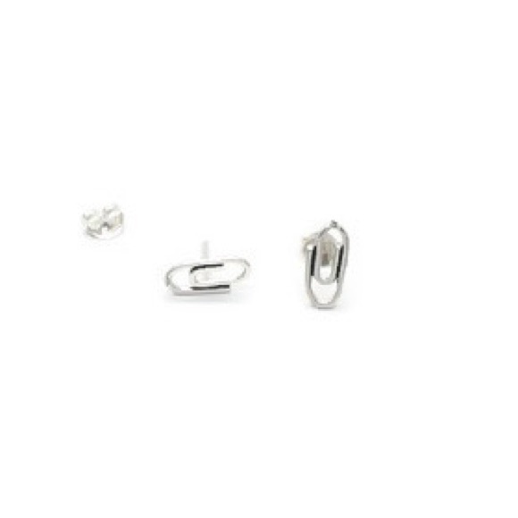 tiny paperclip stud post earrings in all 3 colors - Picture 2 of 7